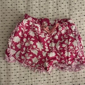 Girls Floral Pink Ruffle Shorts
